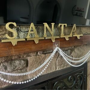 Vintage Brass Santa Mantel Stocking Holder/Hanger